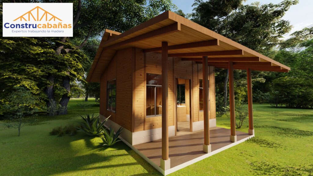 casa pequeña de madera en 3d